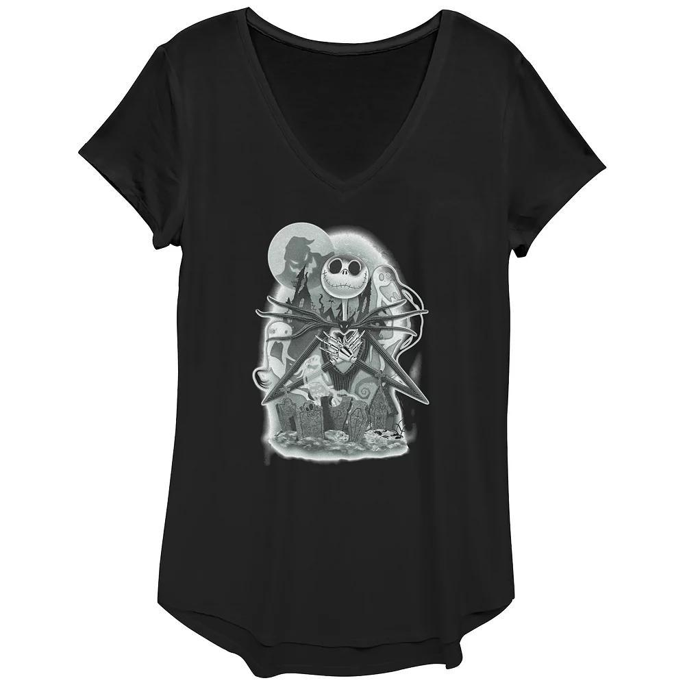 Disney's The Nightmare Before Christmas Jack Skellington Cemetery Women's Graphic Tee, Size: XS, Black Product Image