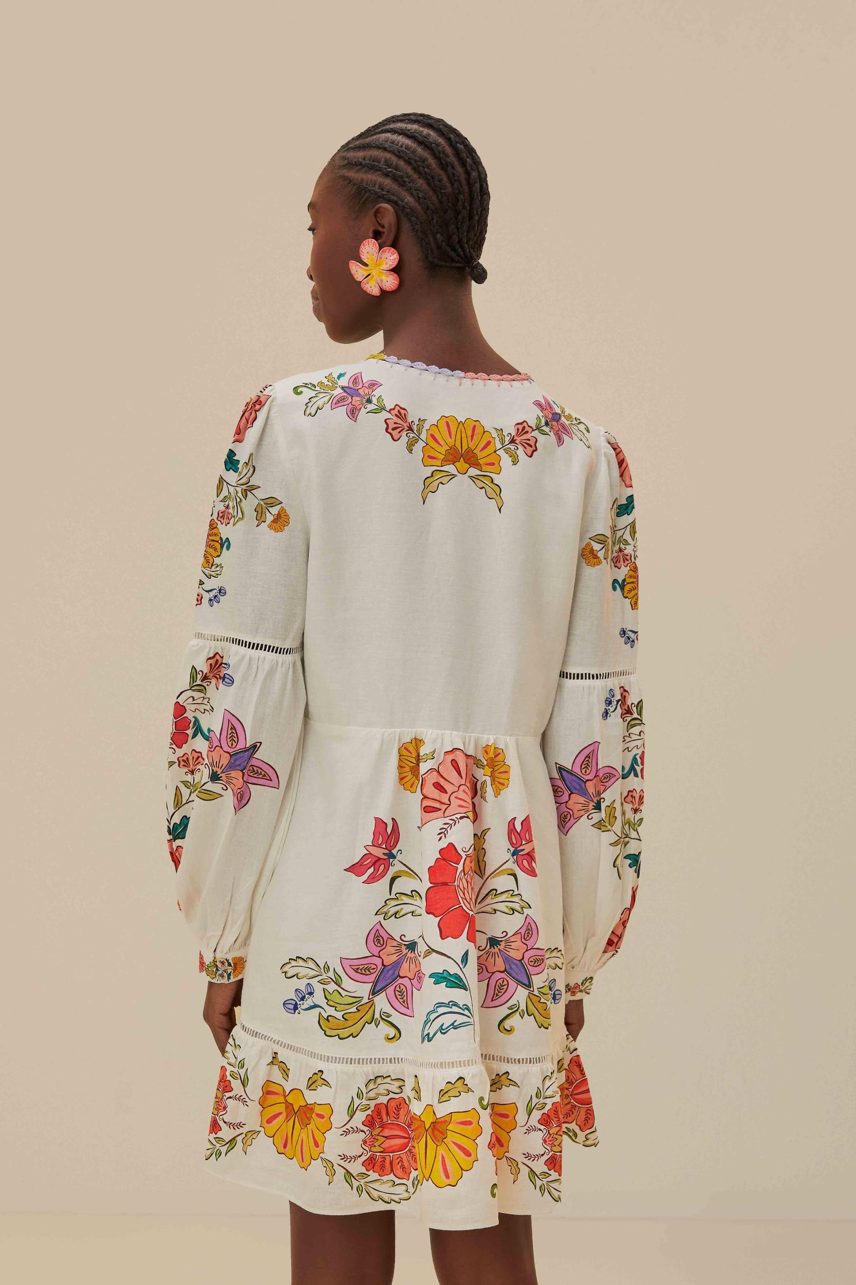 Off-White Floral Insects Mini Dress Product Image