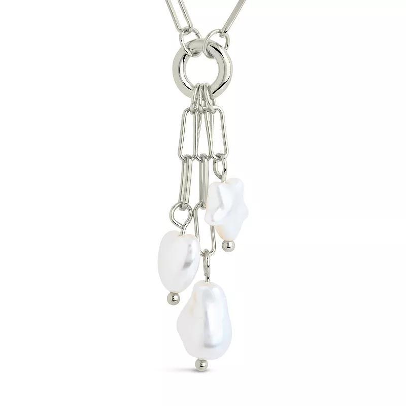 MC Collective Mixed Dyed Simulated Pearl Charm Necklace, Women's, Size: 16-18" ADJ, Silver Tone Product Image