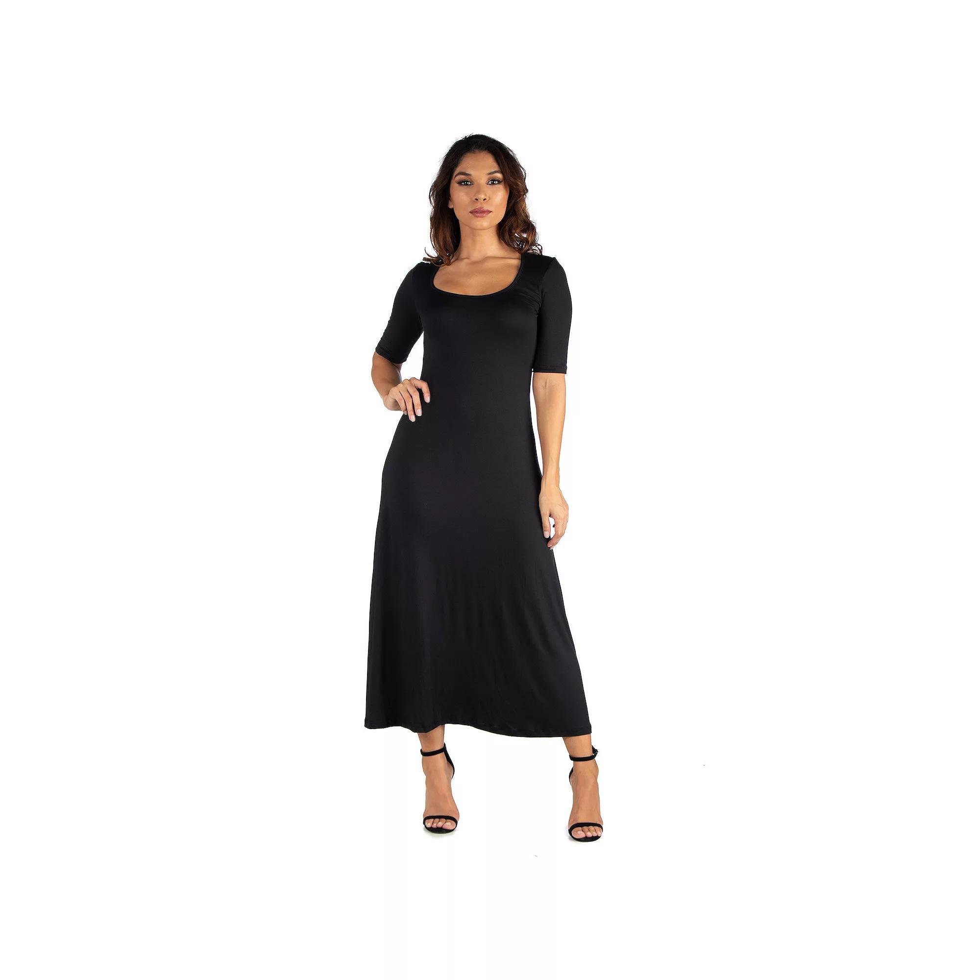 Women's 24seven Comfort Apparel Scoopneck Maxi Dress, Size: XL, Black Product Image