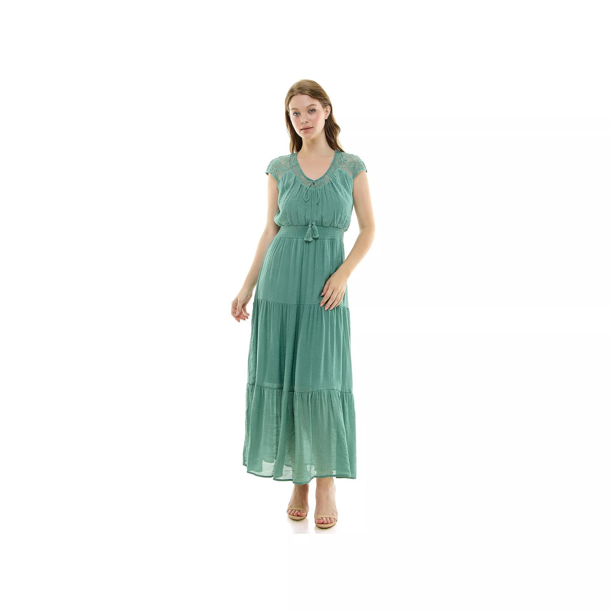 Womens Luxology Gauze Smocked Waist Maxi Dress Blue Product Image