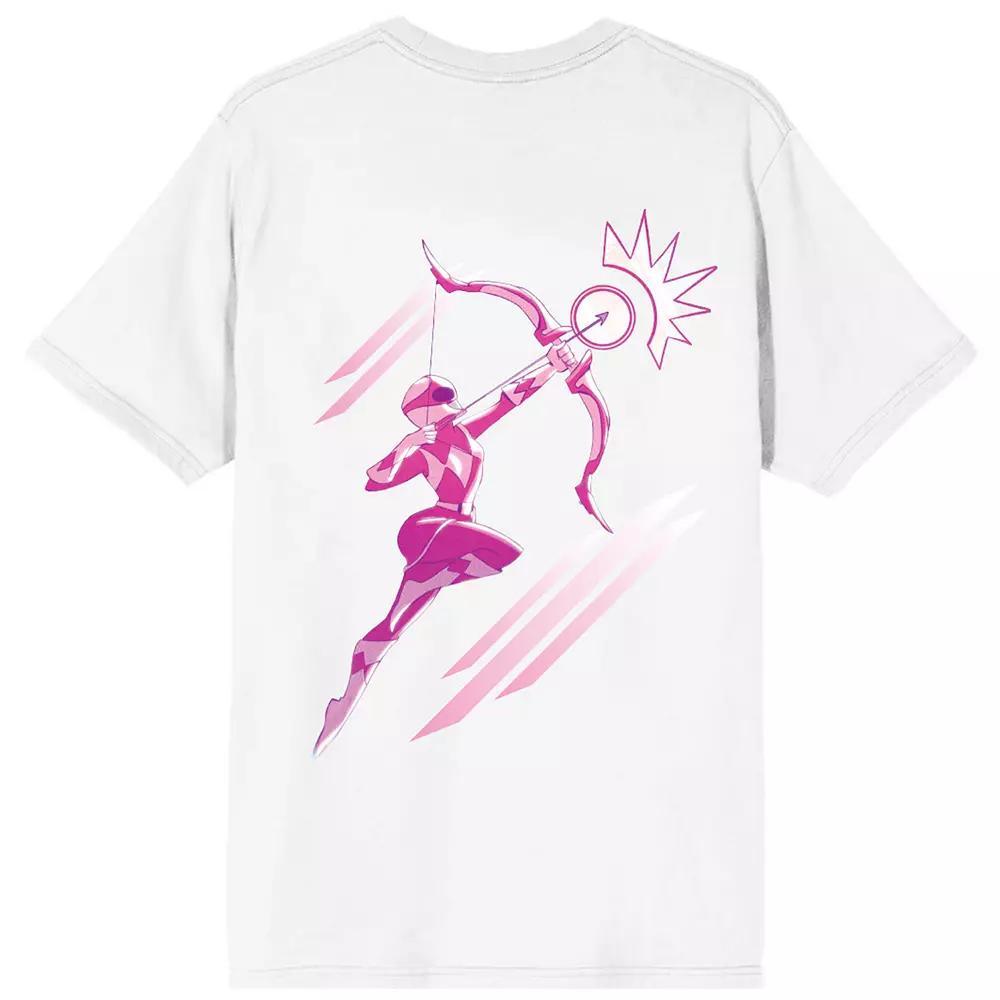 Men's Power Rangers Pink Graphic Tee, Size: Small, White Product Image