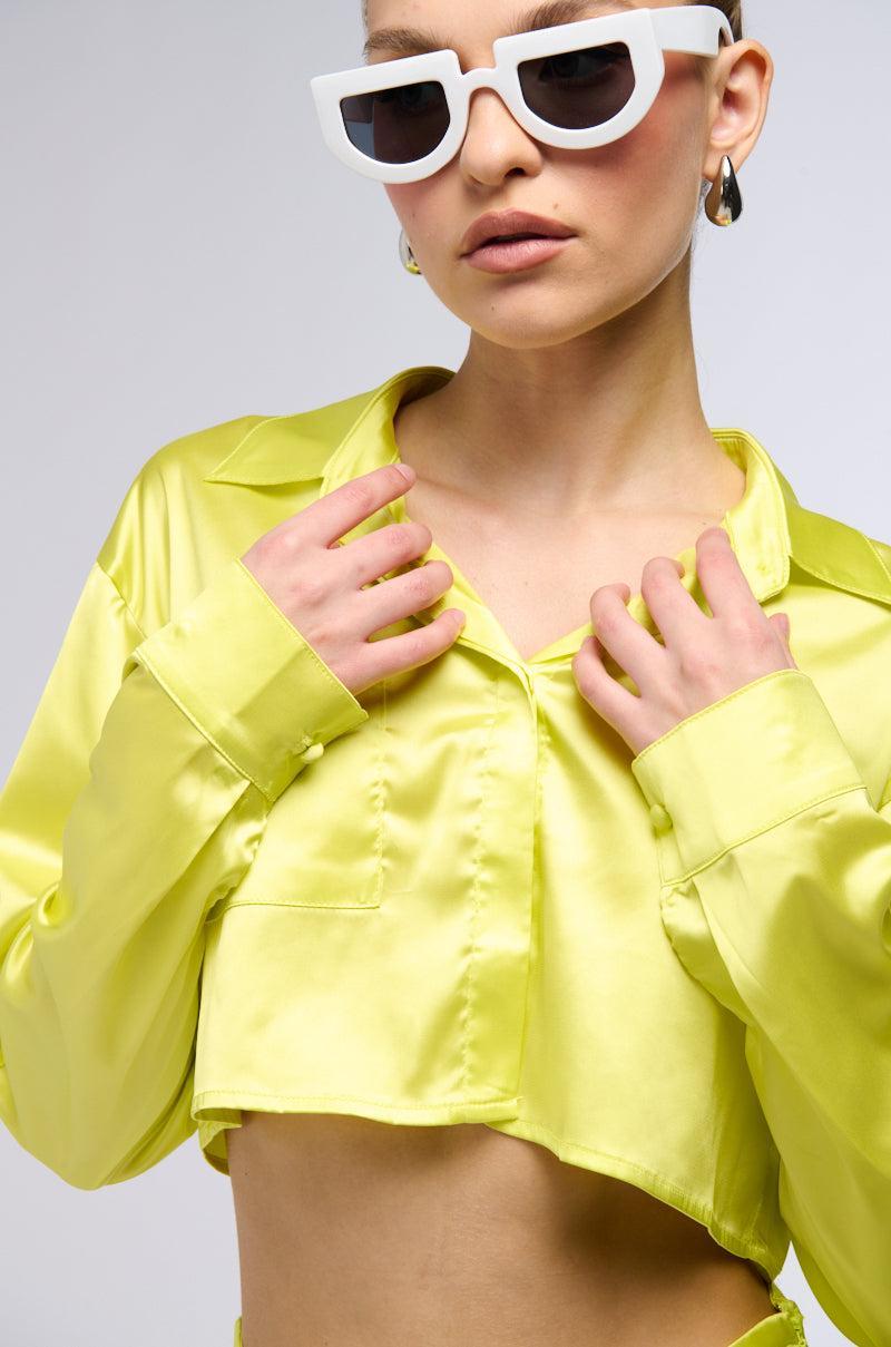 BOUND TO YOU CROP BUTTON DOWN BLOUSE Product Image