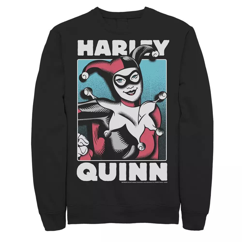 Men's DC Comics Harley Quinn Portrait Sweatshirt, Size: Medium, Black Product Image