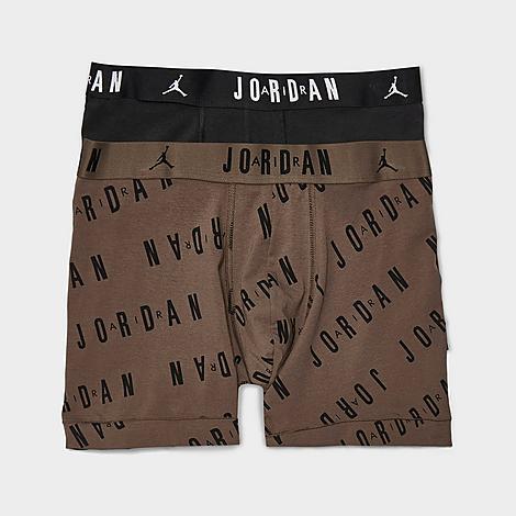 Jordan Mens Flight Cotton Essential 2 Pack Boxer Briefs - Brown/Black Product Image