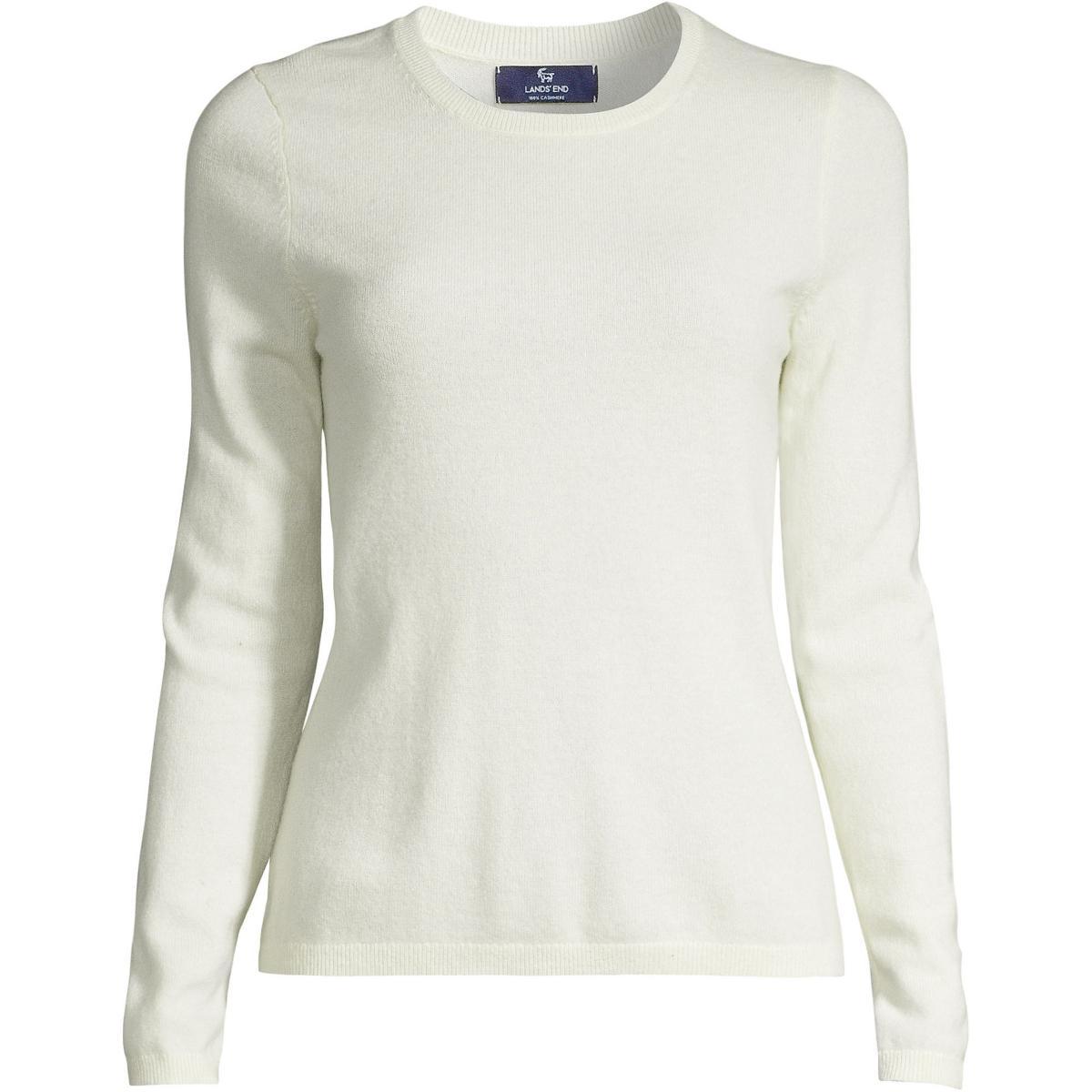 Plus Size Lands' End Crewneck Cashmere Sweater, Women's, Size: 1XL, Green Donegal Product Image