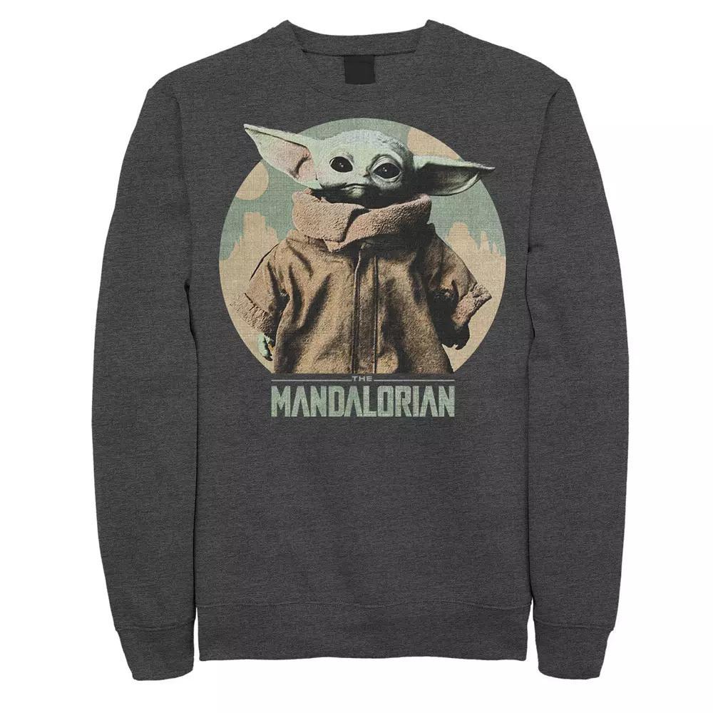 Men's Star Wars The Mandalorian The Child Faded Portrait Sweatshirt, Size: XL, Grey Heather Product Image