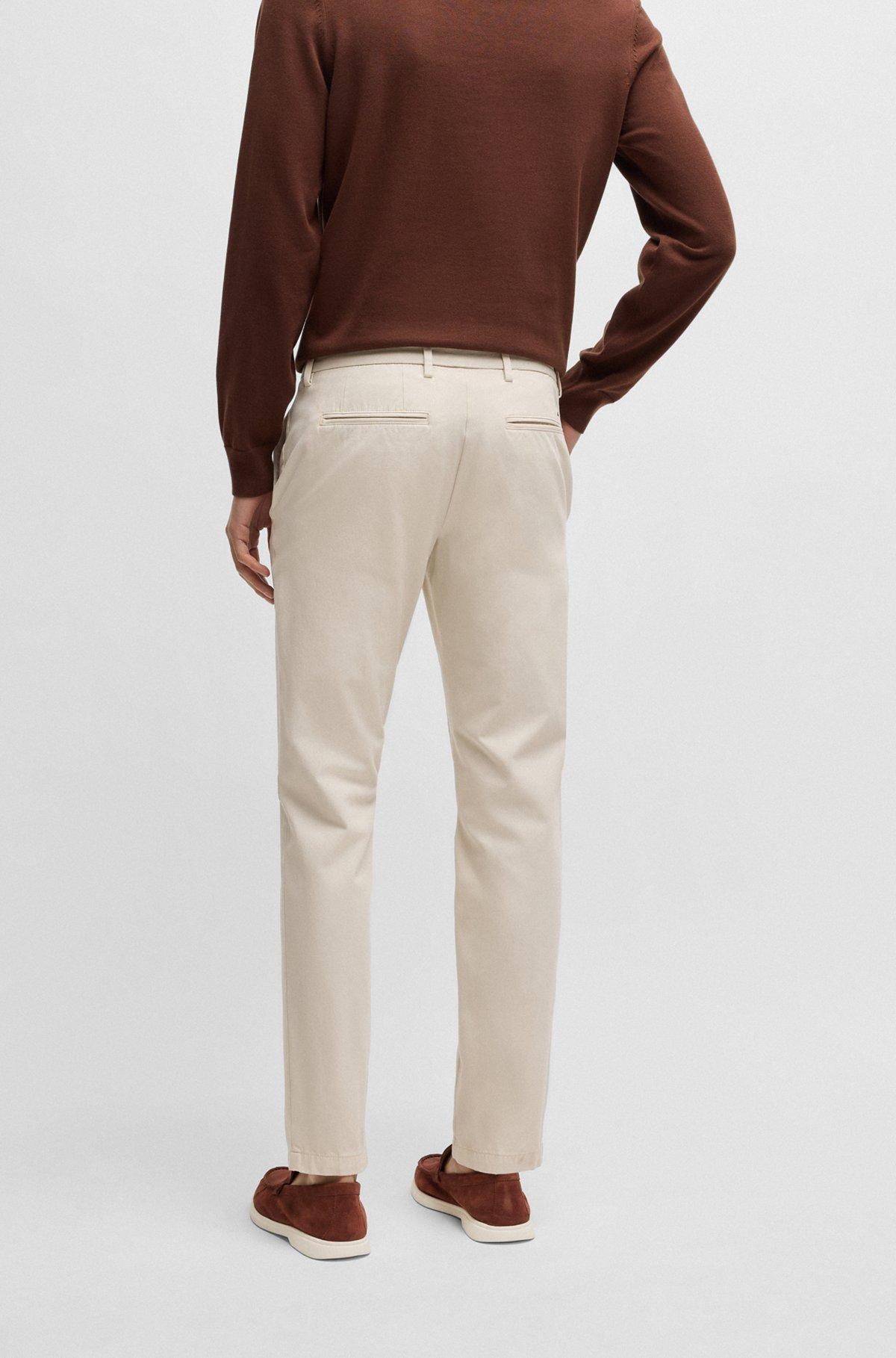 BOSS - Slim-fit trousers in stretch cotton - White Product Image