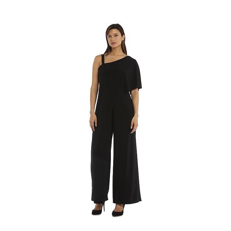 Womens R&M Richards One-Shoulder Drape Panel Jumpsuit Product Image
