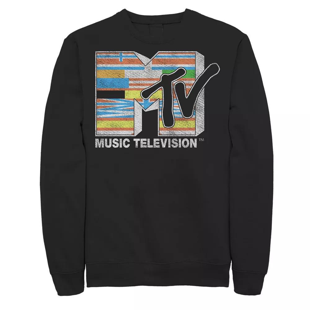 Men's MTV Flag MTV Sweatshirt, Size: XXL, Black Product Image