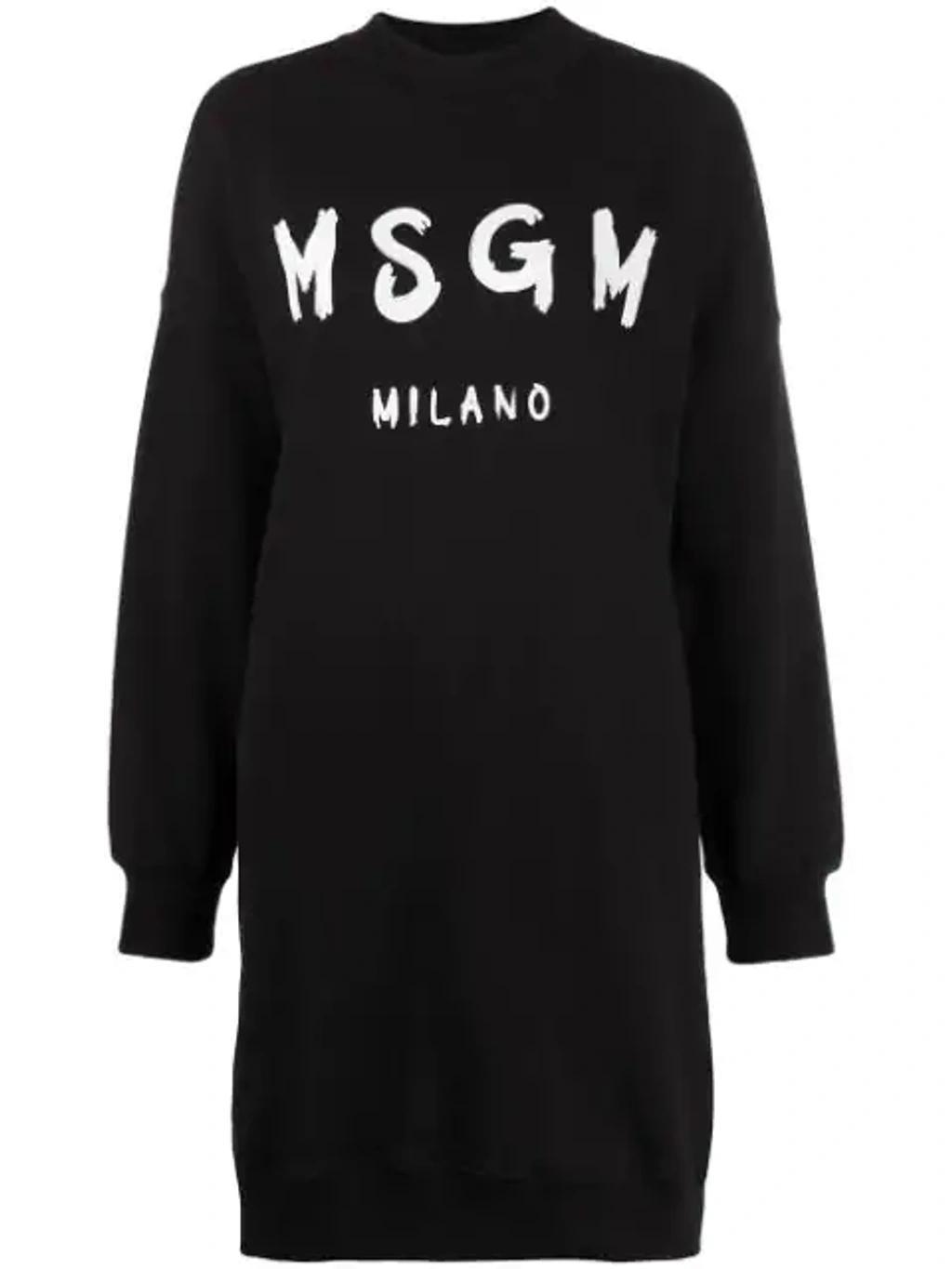 MSGM Black Stroke Logo T-shirt Dress Product Image