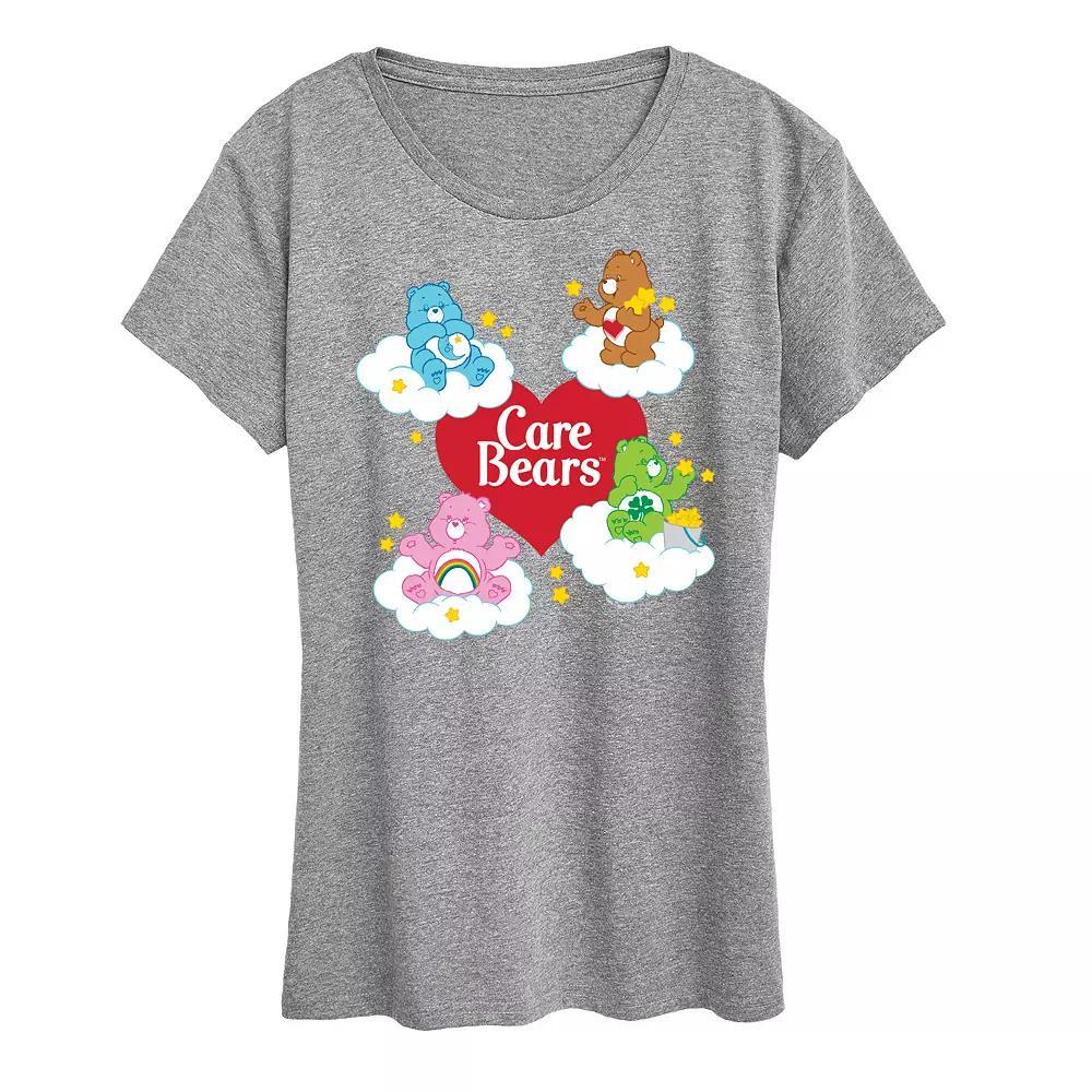 Womens Care Bears Heart And Bear Logo Graphic Tee Grey Blue Product Image