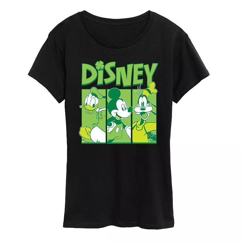 Disneys Mickey Mouse, Goofy & Donald Duck Womens Shamrock Grid Graphic Tee Product Image