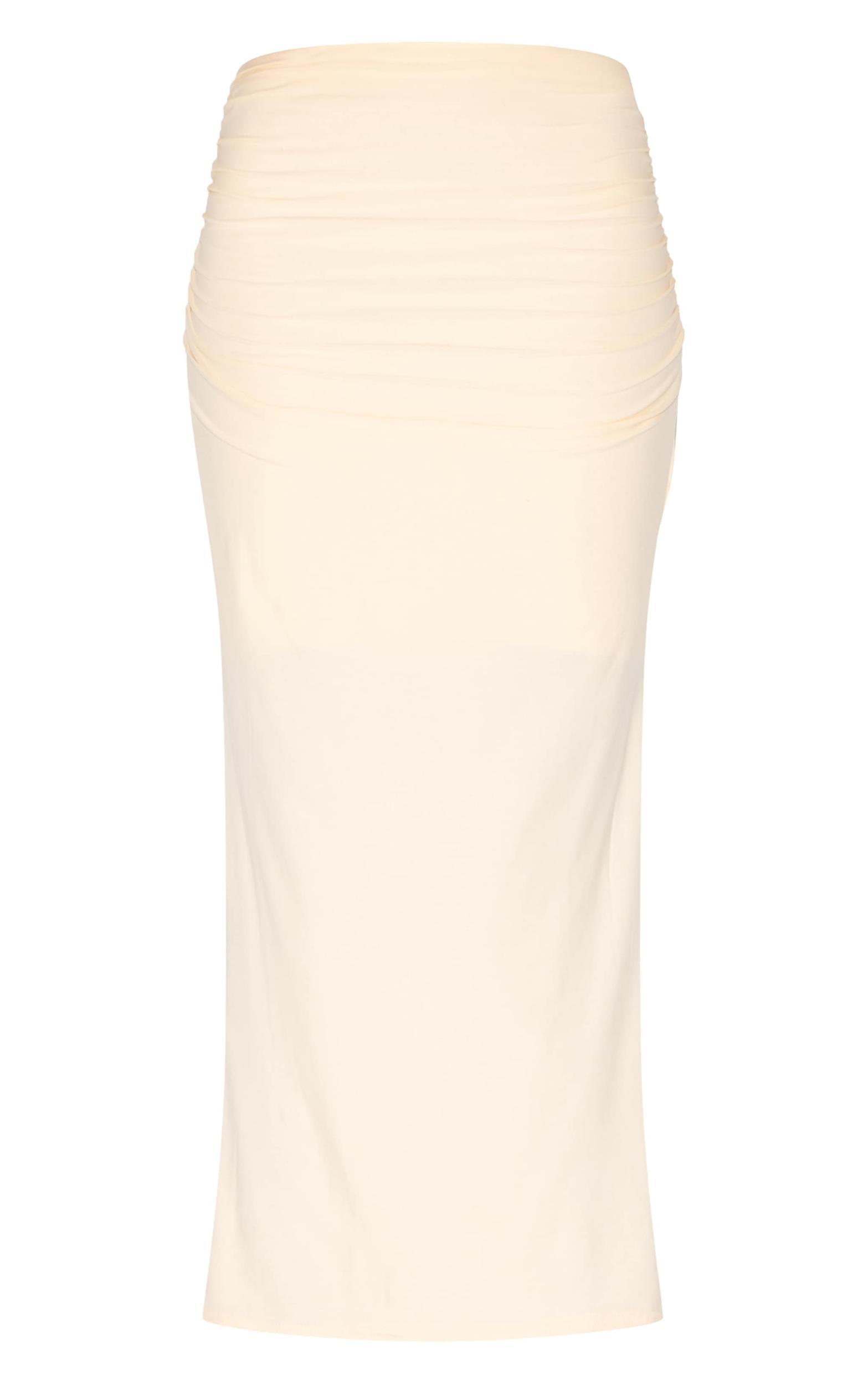 Butter Yellow Soft Touch Ruched Maxi Skirt Product Image
