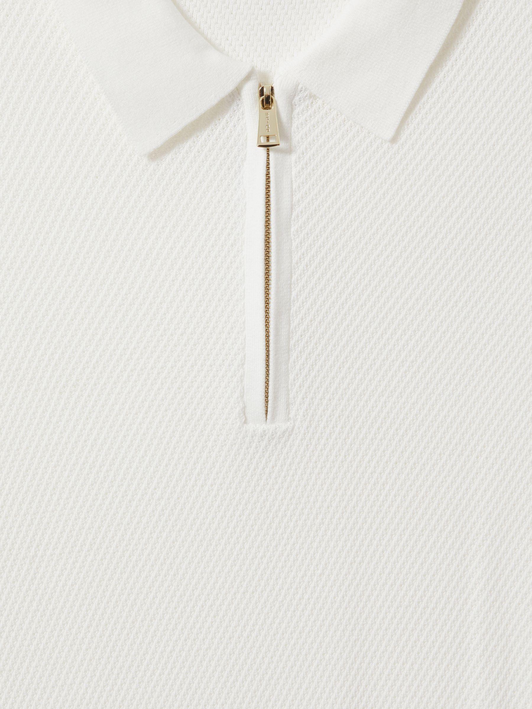 Textured Half-Zip Polo Shirt in White Product Image
