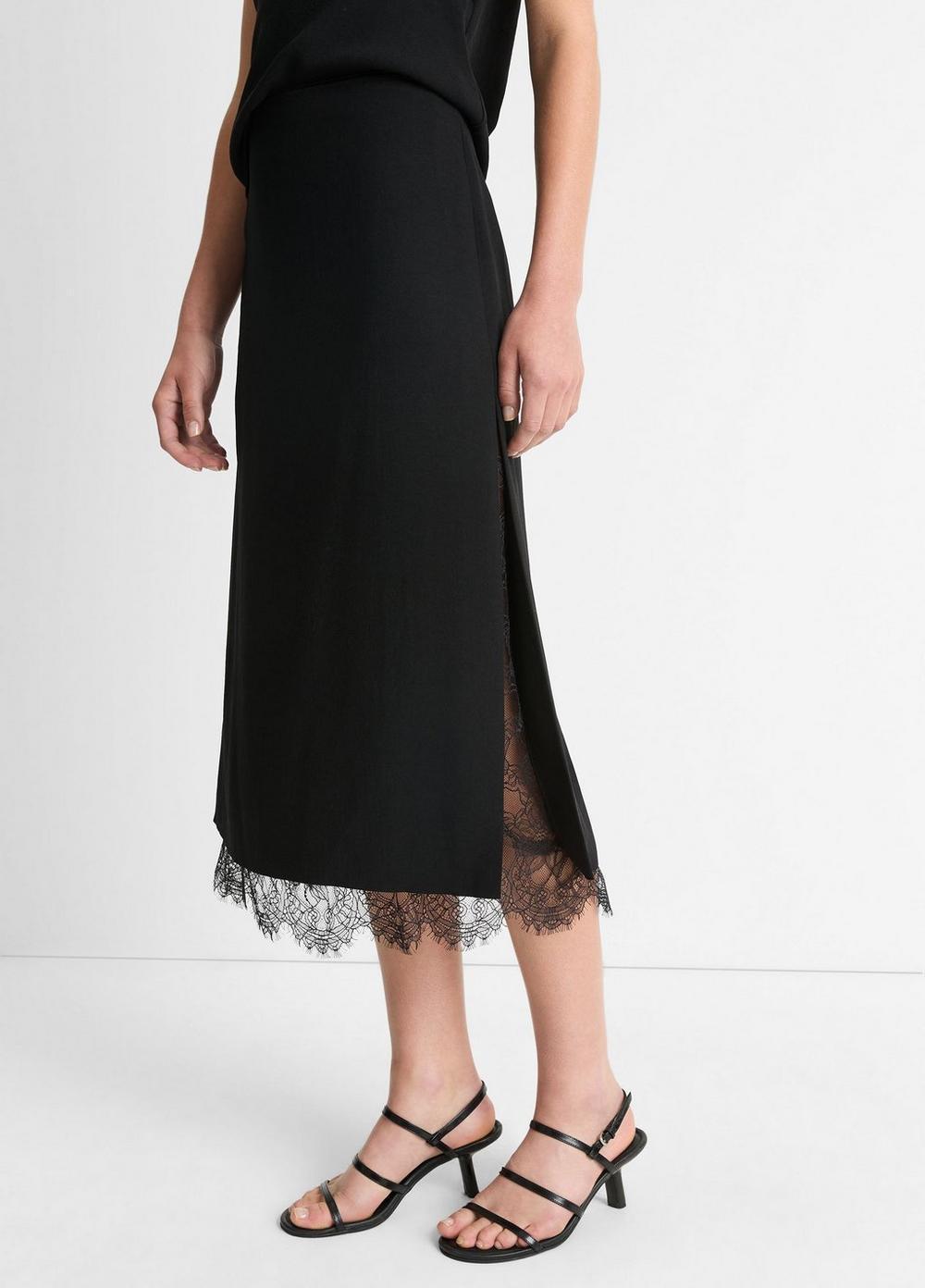 Womens Lace-paneled Straight Skirt, Black, Size 14 Vince Product Image