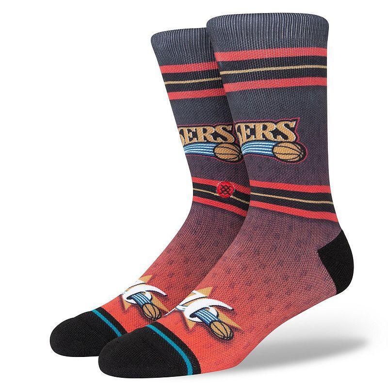 Men's Stance Philadelphia 76ers Hardwood Classics Fader Collection Crew Socks, Size: Large, 76r Black Product Image