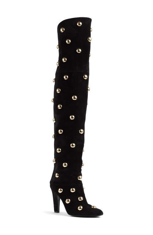 CHLOÉ Eve Over-the-knee Studded Leather Boots In Black Product Image