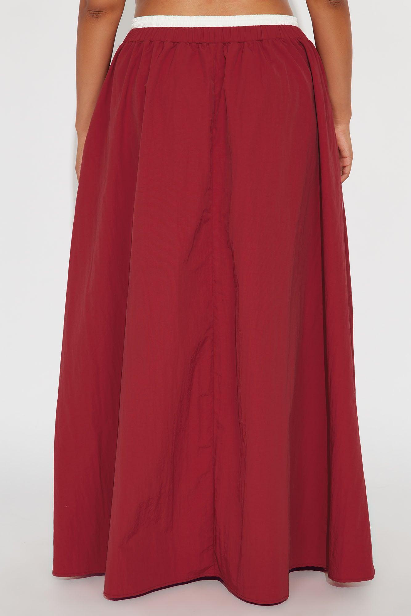 Sporty Gal Striped Maxi Skirt - Red Product Image