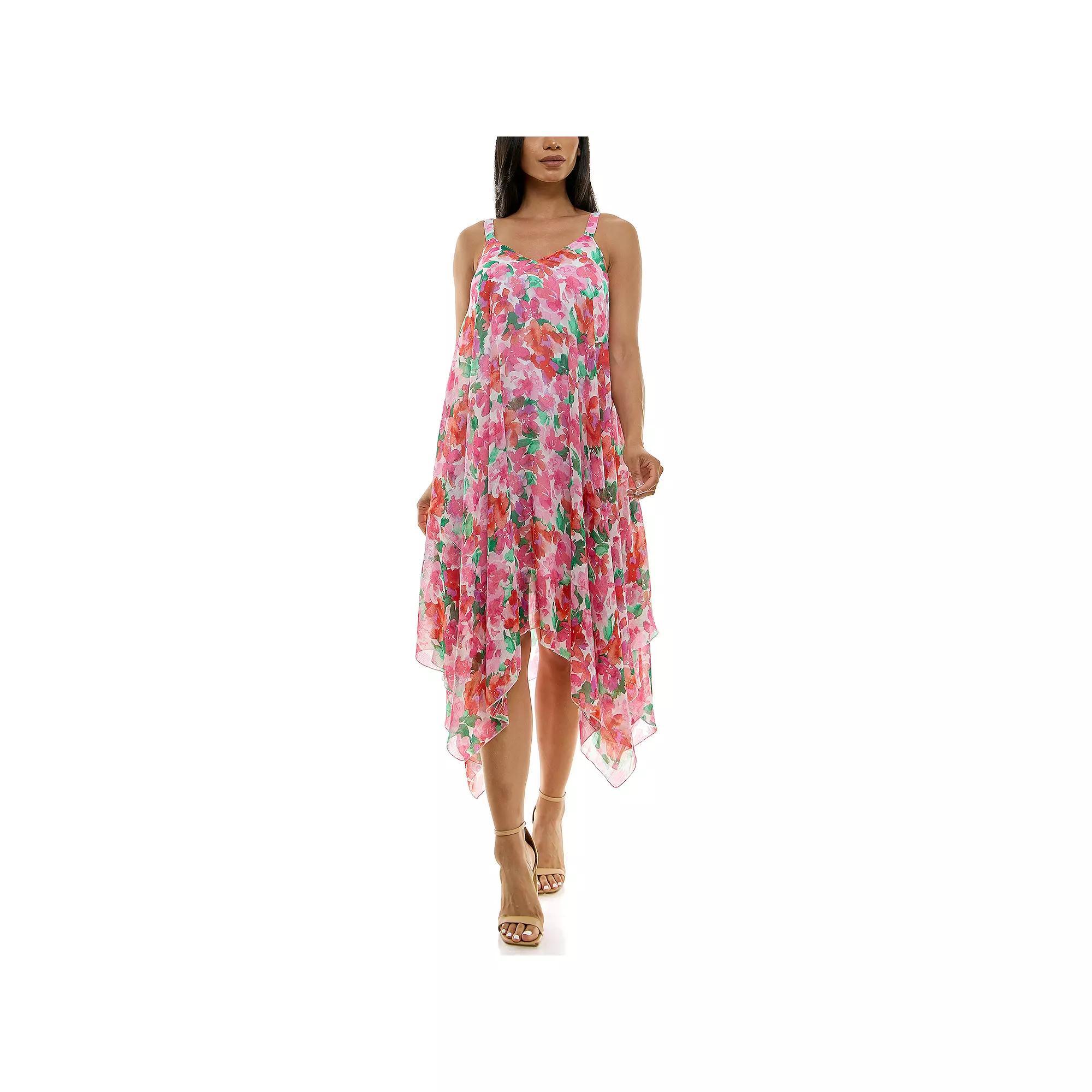 Women's Nina Leonard Uneven Hem Dress, Size: Large, Guava Team Product Image