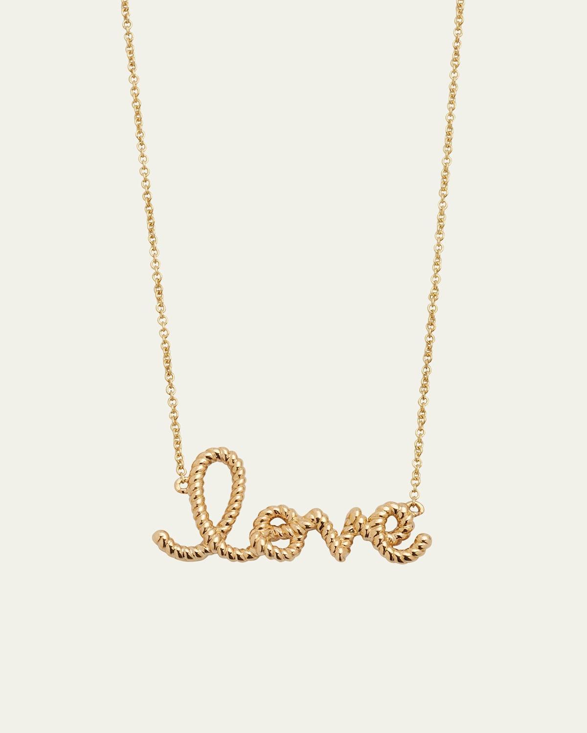 14K Yellow Gold Medium Rope Love Pendant Necklace Product Image