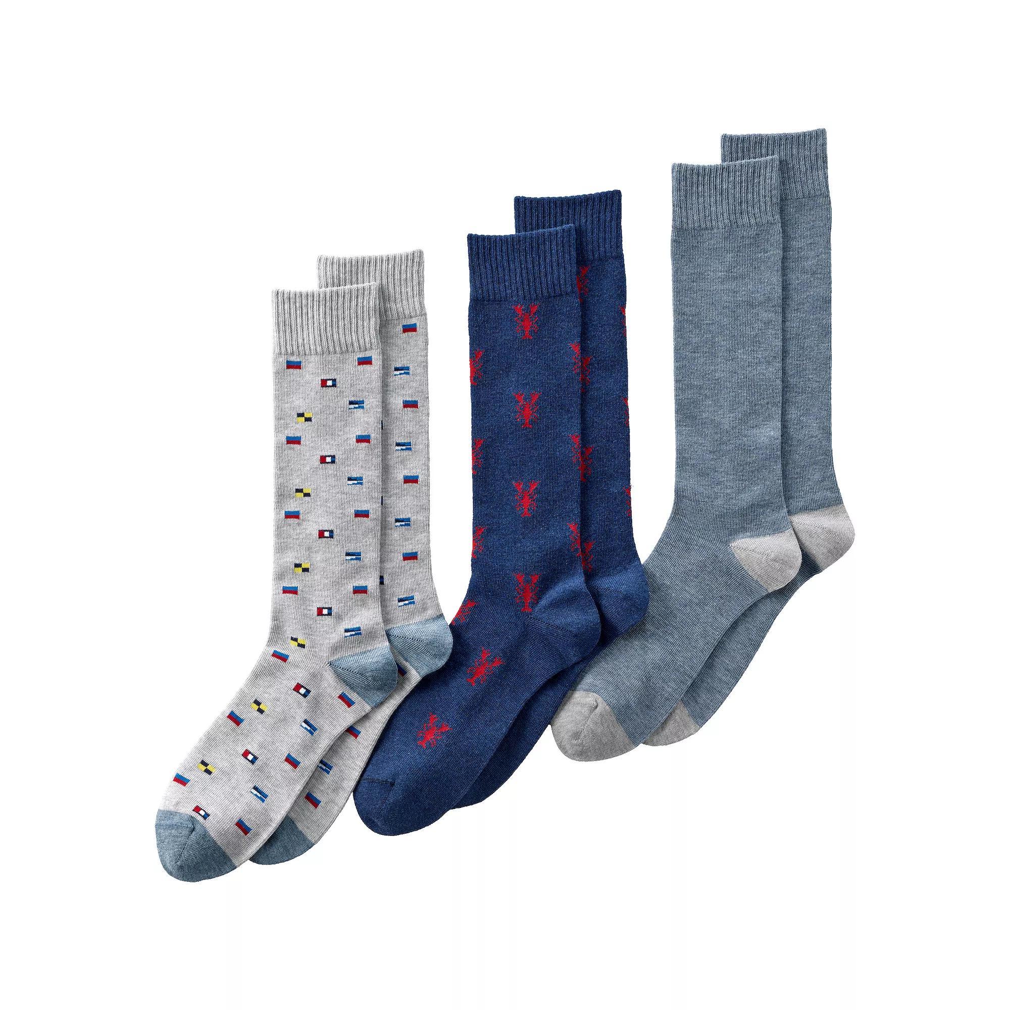 Men's Lands' End 3-Pack Novelty Dress Socks, Nautical Pack Product Image
