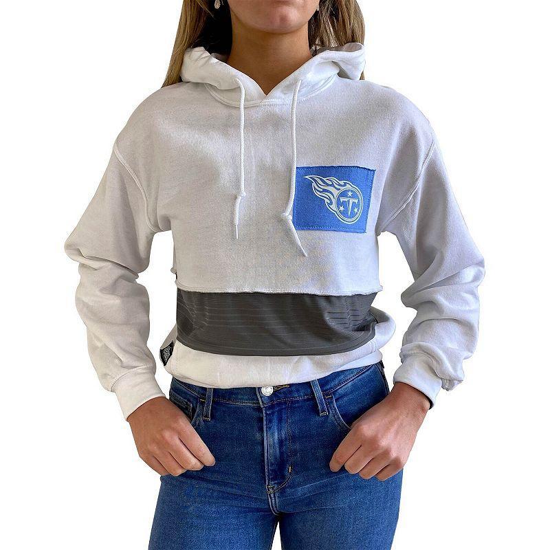 Women's Refried Apparel White Tennessee Titans Sustainable Crop Dolman Pullover Hoodie, Size: Medium Product Image