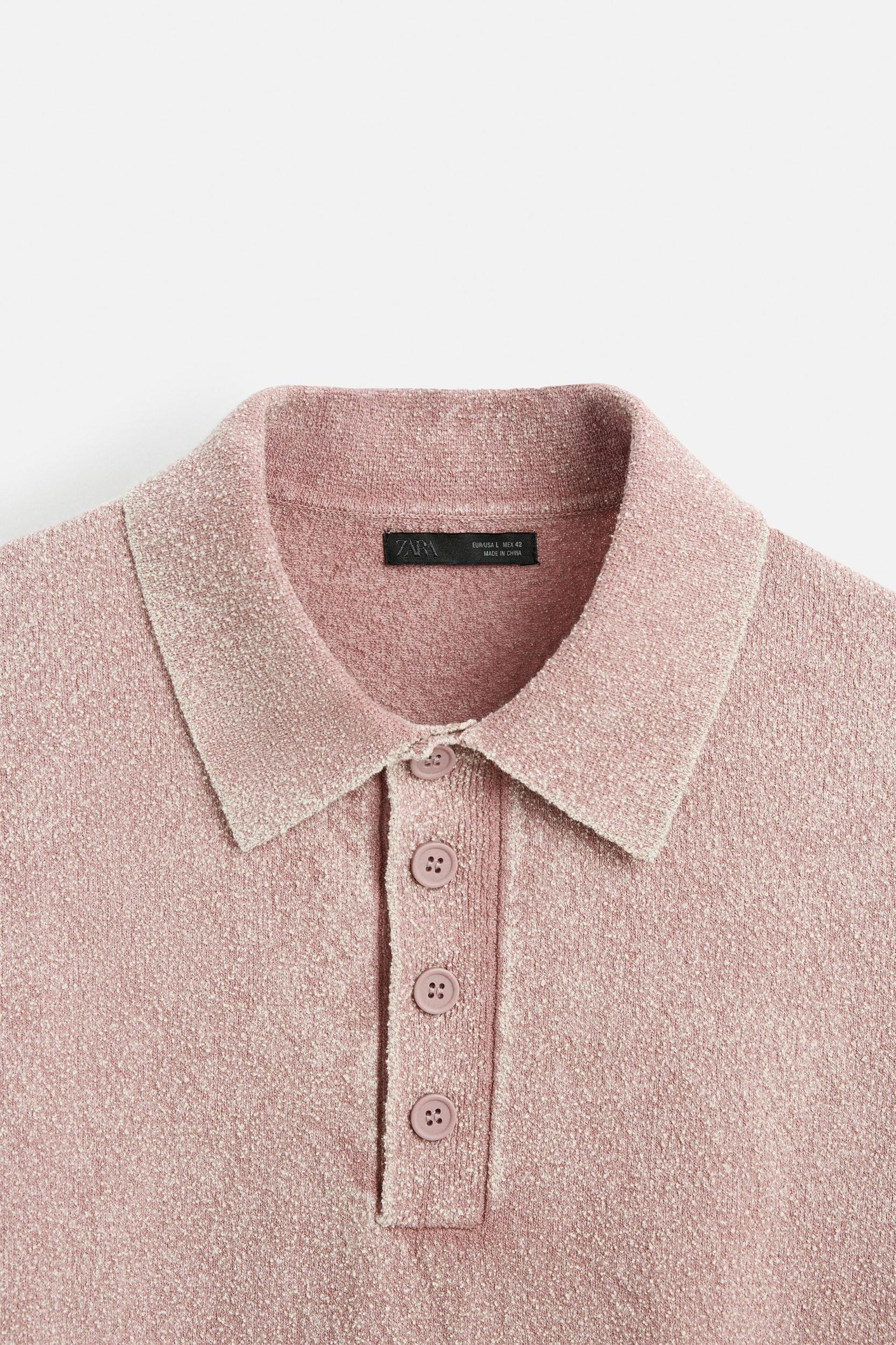 WASHED BOUCLÉ KNIT POLO SHIRT Product Image