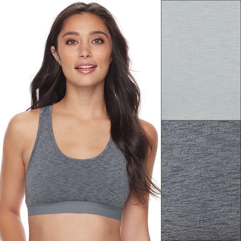 Women's Fruit of the Loom® Ultra Flex 2-pack Bralette 2DDFBRA, Size: Medium, Feather Gray Asst Product Image