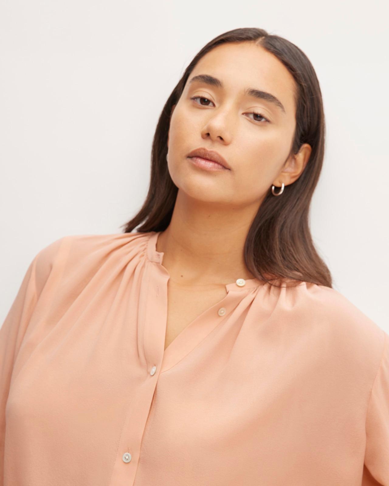 The Washable Clean Silk Shirred Blouse Product Image