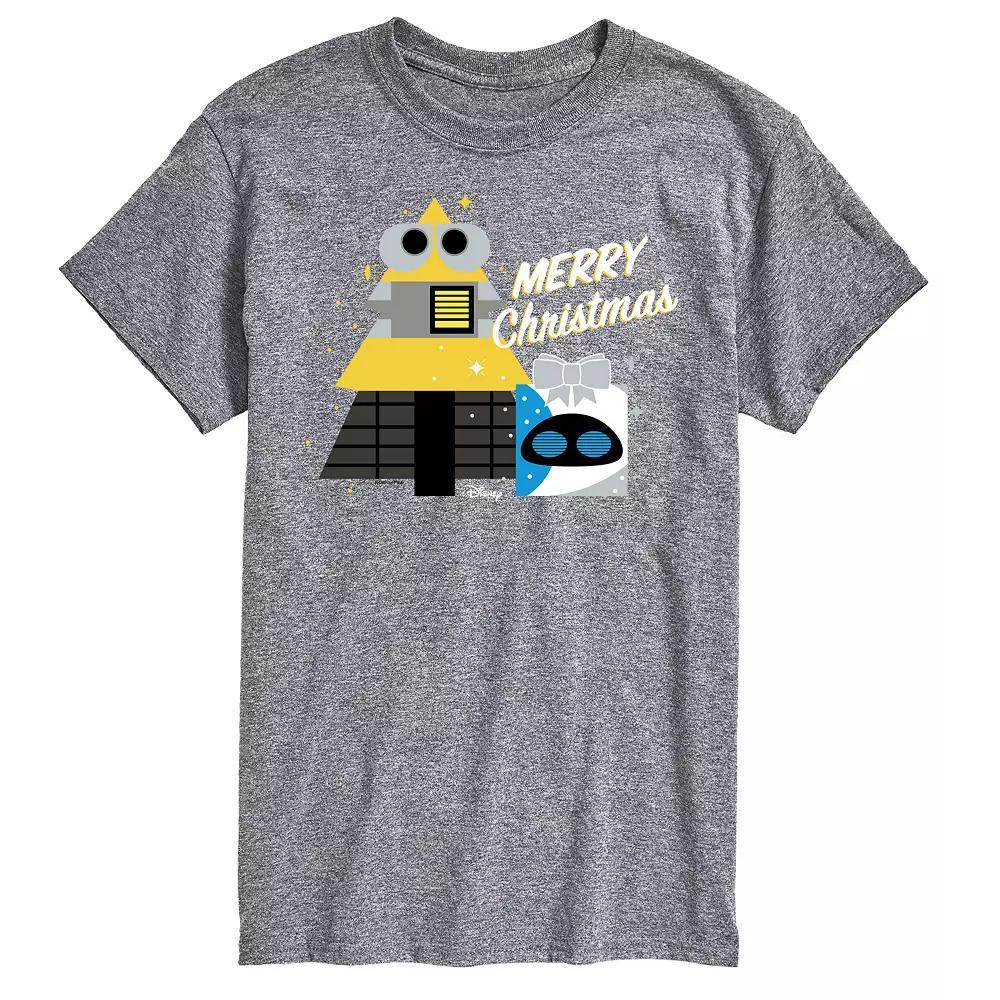 Disney / Pixars WALL-E Mens Merry Christmas Graphic Tee Grey Gray Product Image