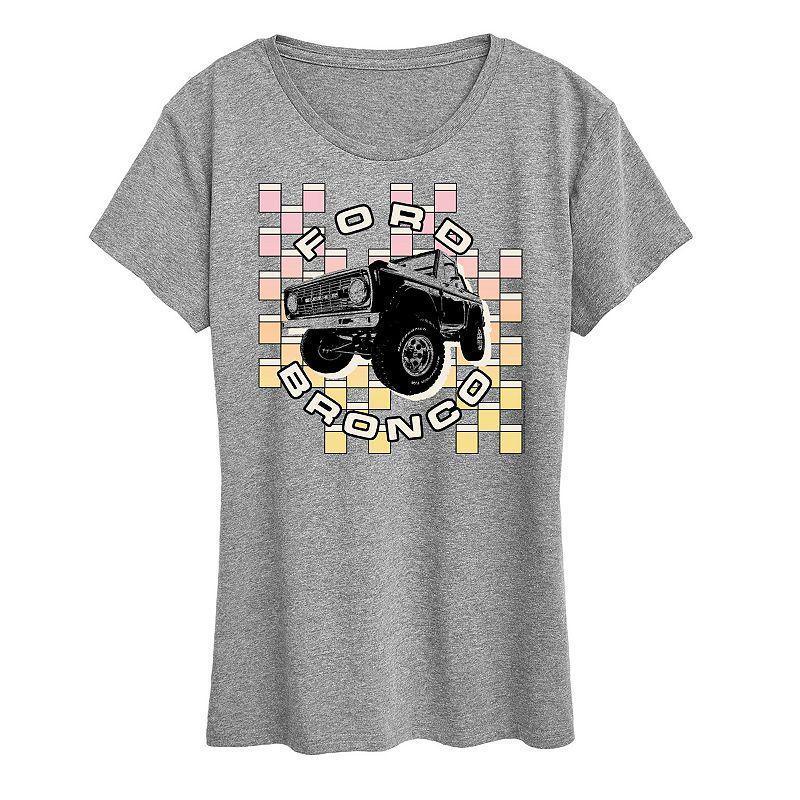 Womens Ford Bronco Checker Graphic Tee Grey Gray Product Image