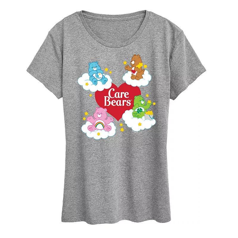 Womens Care Bears Heart And Bear Logo Graphic Tee Grey Blue Product Image