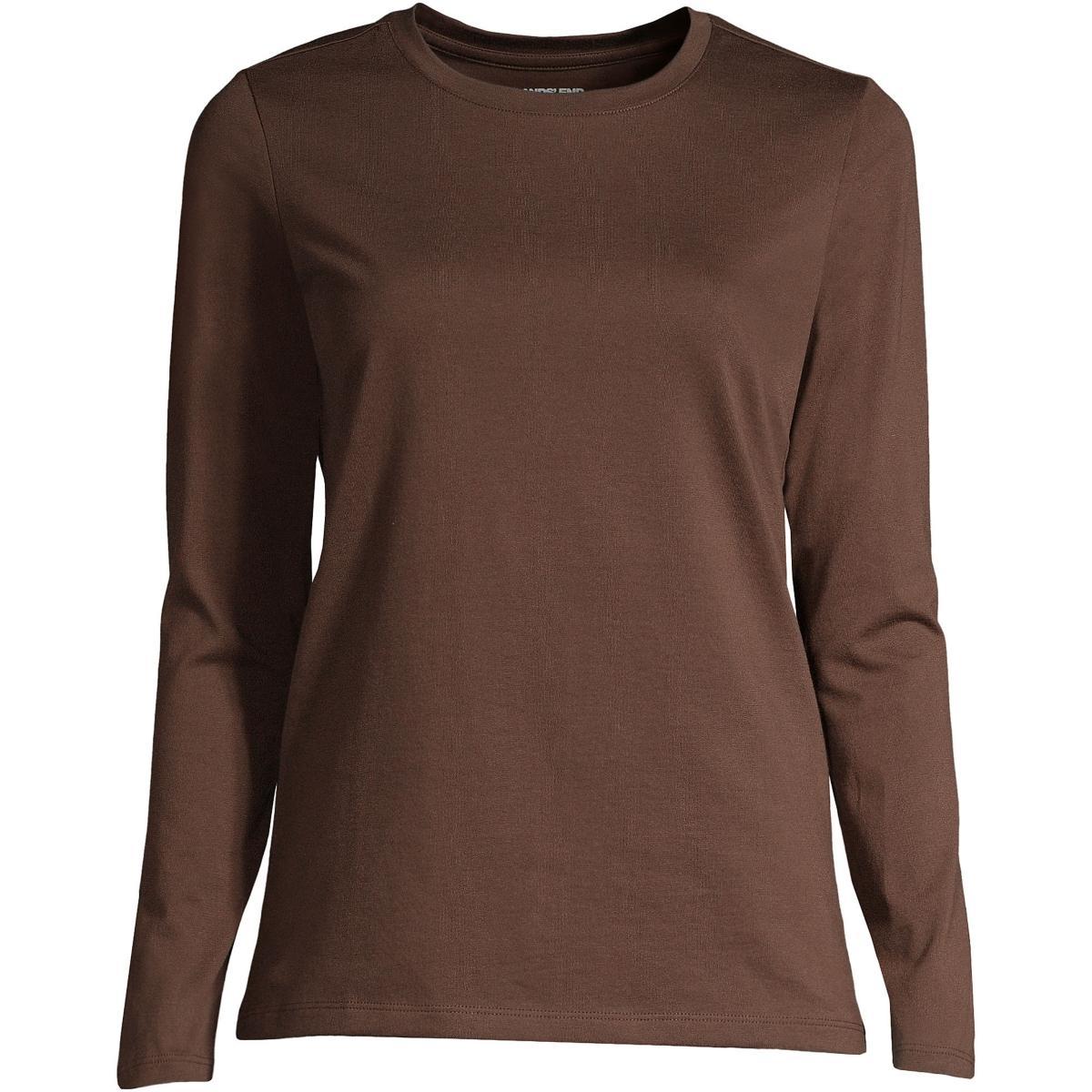 Petite Lands' End Relaxed-Fit Supima Long Sleeve Cotton Crewneck Tee, Women's, Size: XS Petite, Black Product Image