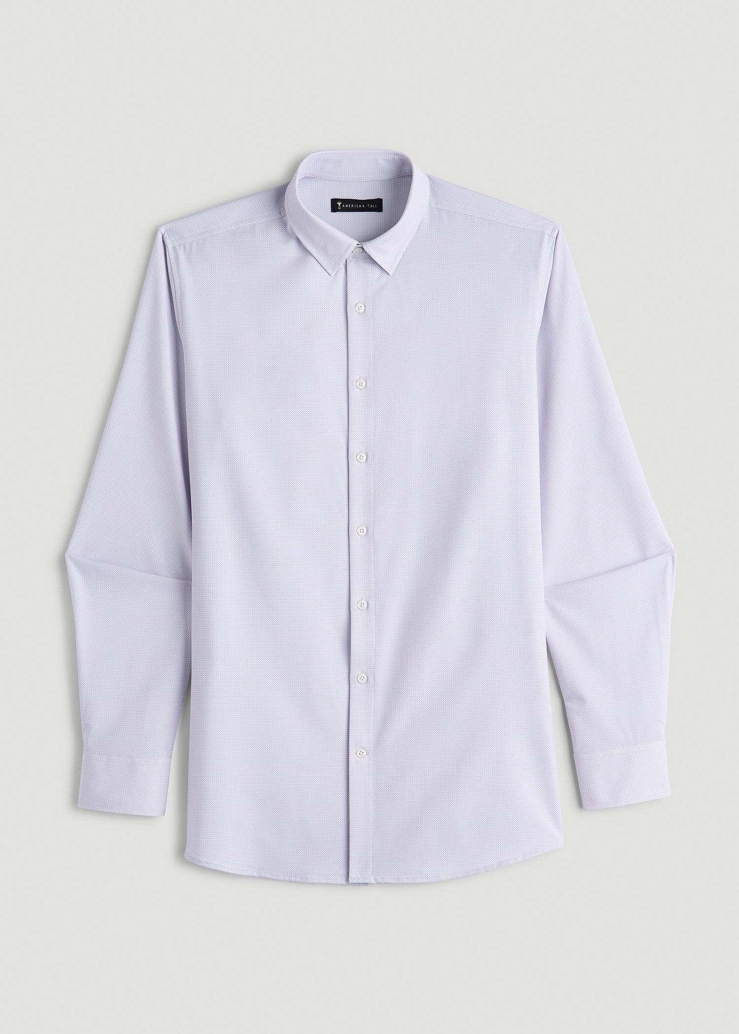 Traveler Stretch Dress Shirt for Tall Men in Light Violet Geometric Product Image