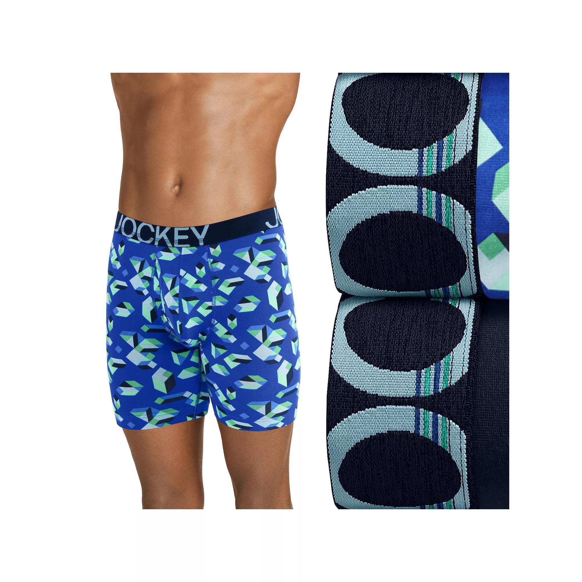 Big & Tall Jockey® ActiveStretch™ Midway® 2-pk. Long Leg 7" Boxer Briefs, Men's, Size: 4XL, Cactus Green Team Product Image