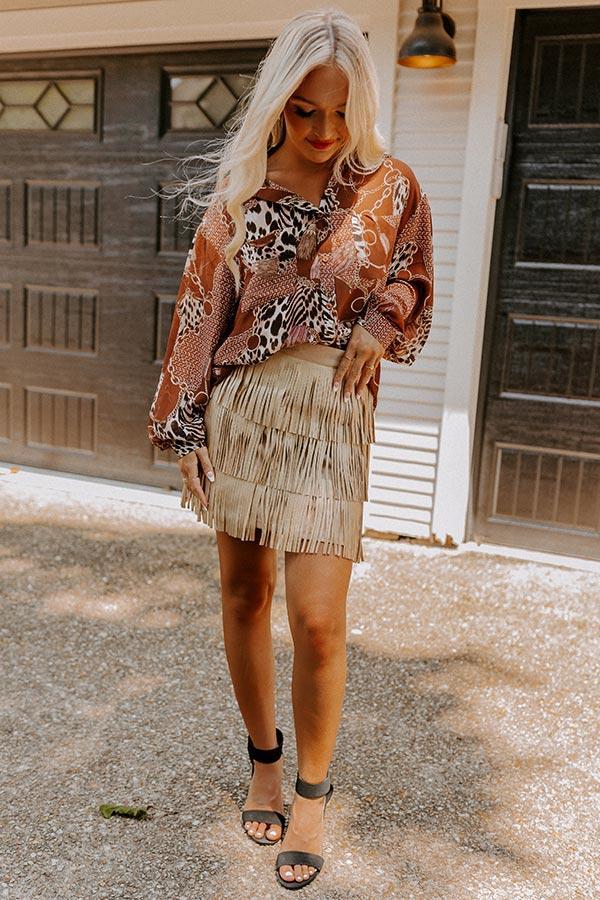 Country Road Faux Leather Skirt In Gold Product Image