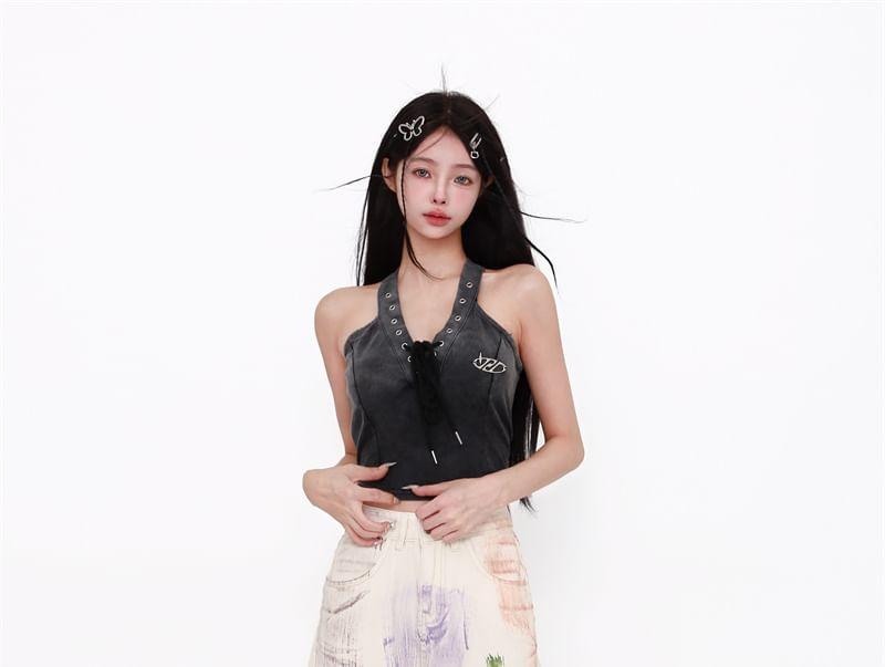 Mid Rise Patterned Wide Leg Jeans Product Image