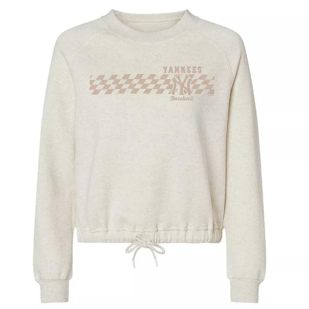 Womens Soft as a Grape Natural New York Yankees Tonal Checkered Sweatshirt Product Image