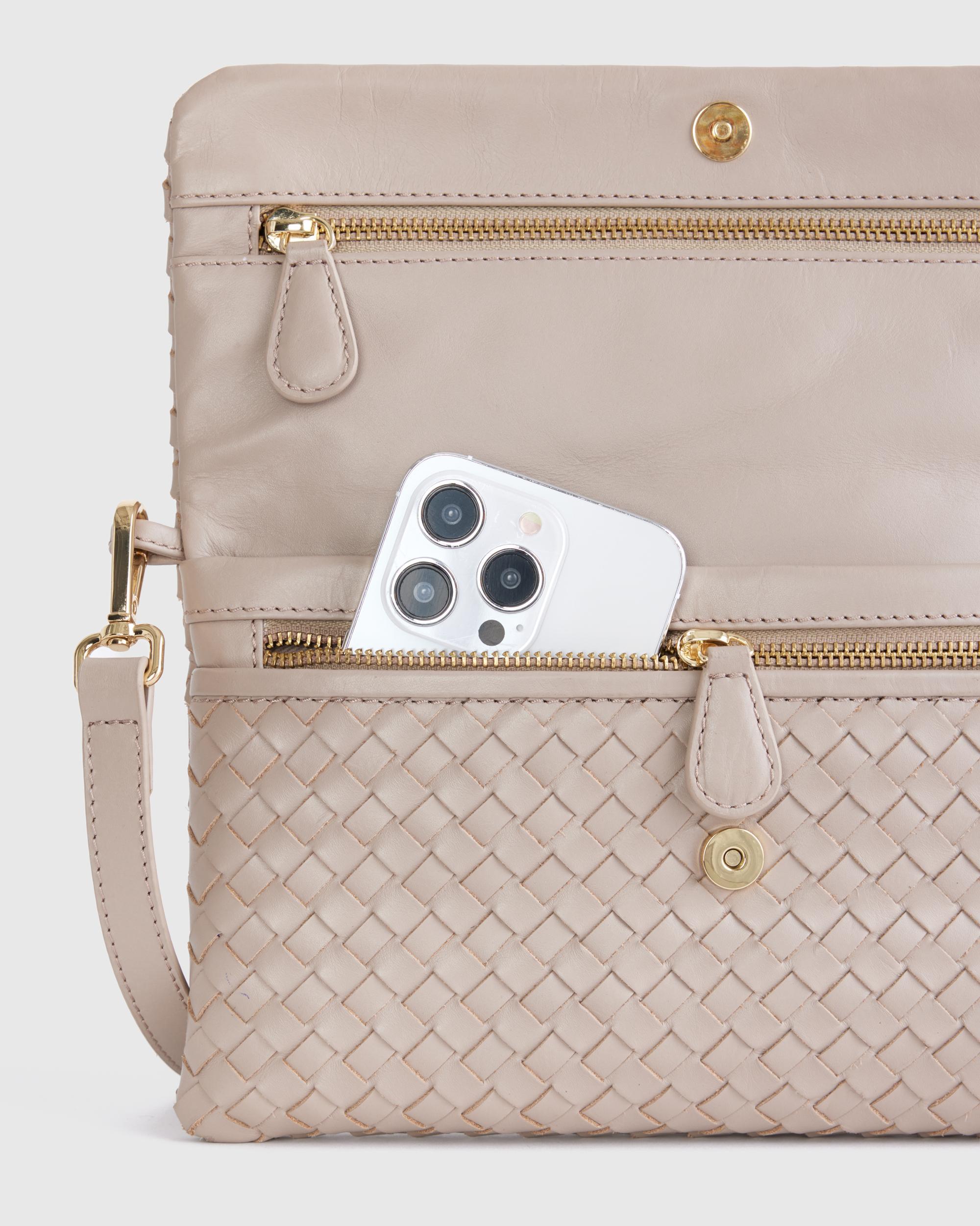 Quince | Women's Italian Leather Handwoven Convertible Clutch Product Image