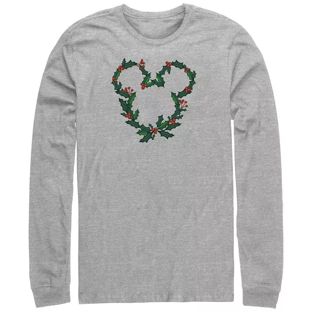 Disney's Mickey Mouse Christmas Wreath Design Big & Tall Long Sleeve Graphic Tee, Men's, Size: 4XL, Athletic Grey Product Image