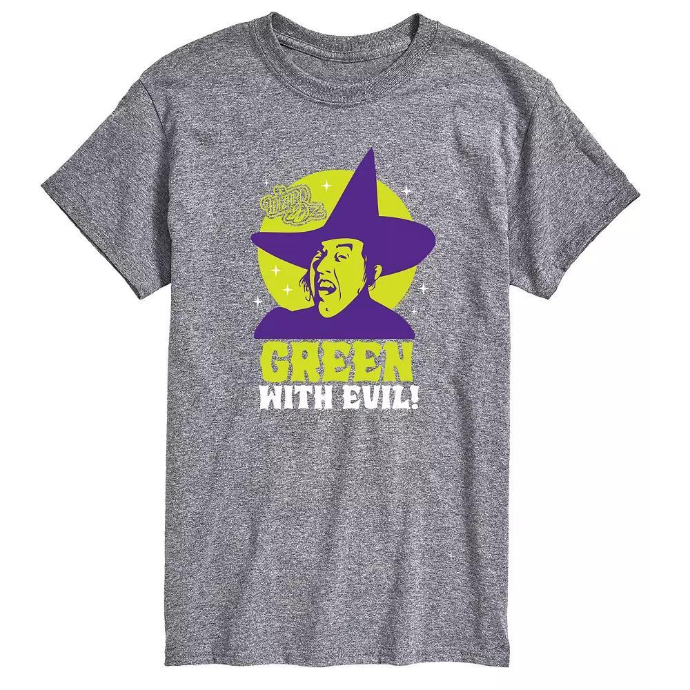 Mens Wizard Of Oz Green With Evil Graphic Tee Grey Gray Product Image