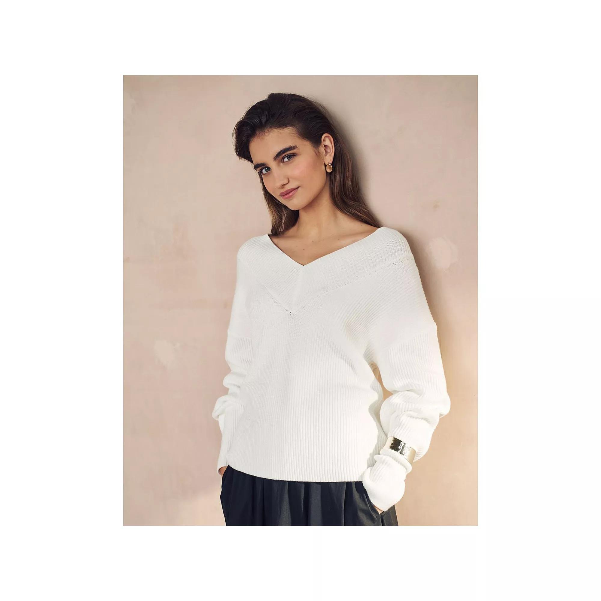 Women's NEXT V-Neck Sweater, Size: XL, Ivory Product Image