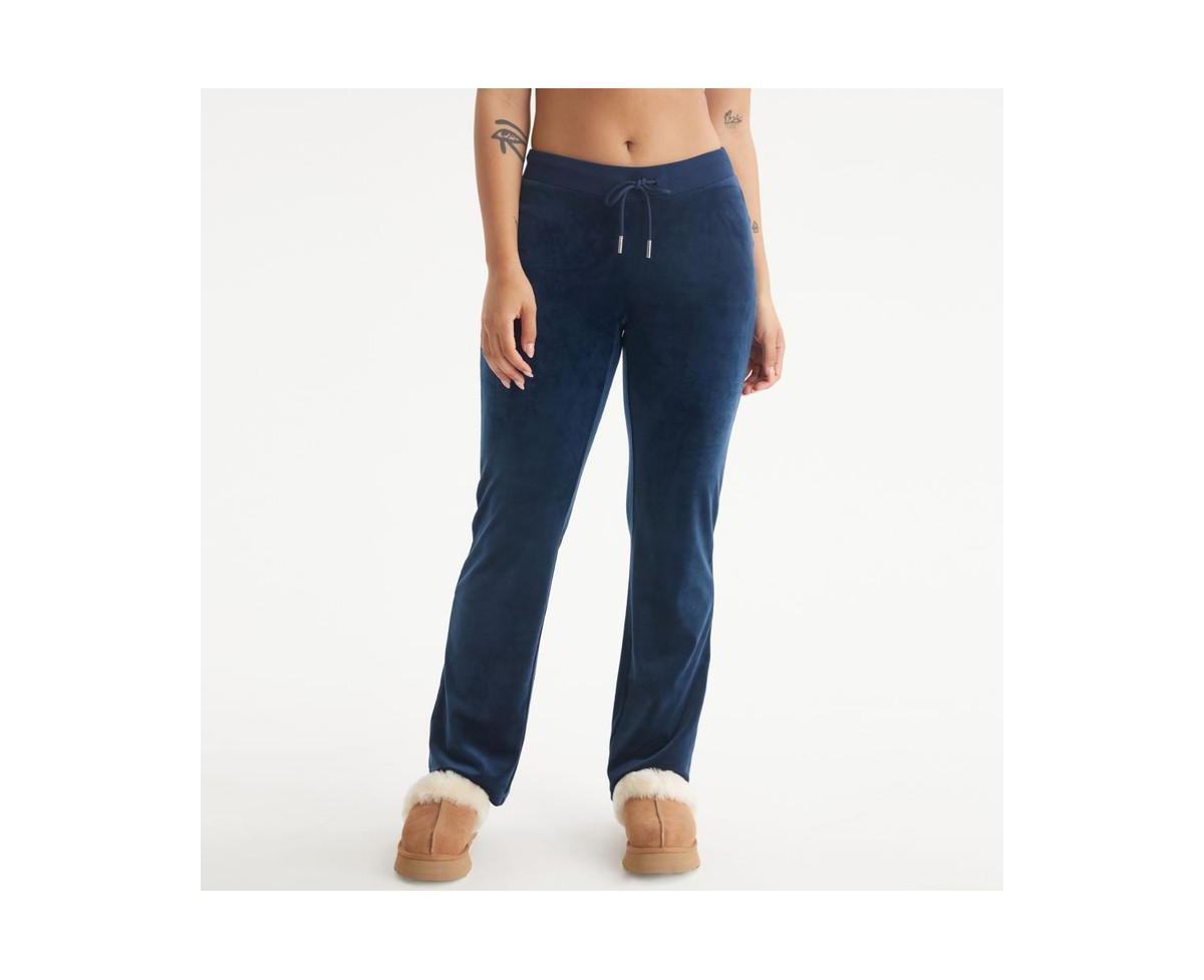 Juicy Couture Solid Rib Waist Velour Pant W/Drawcord (Plum) Women's Clothing Product Image