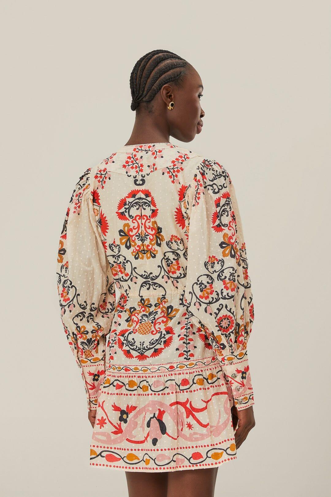Cream Cashew Mandala Mini Dress, CASHEW MANDALA CREAM / L Product Image
