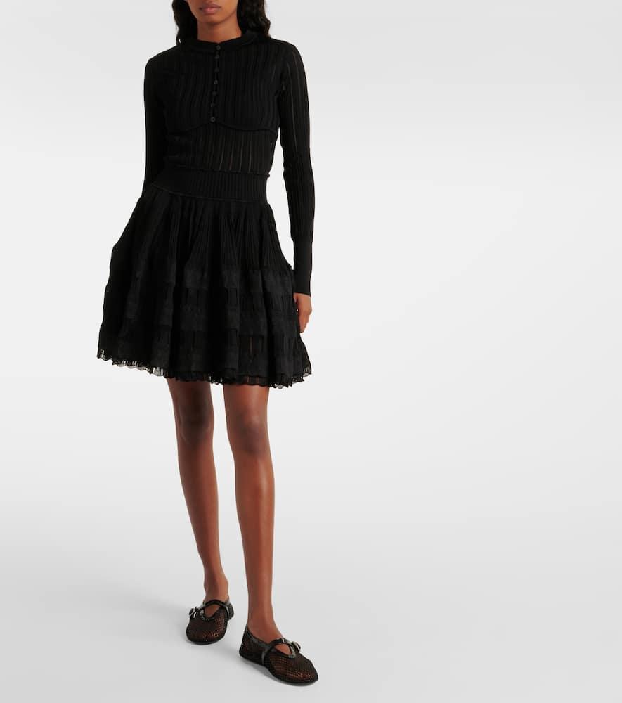 ALAÏA Ribbed-knit Cropped Cardigan In Black Product Image
