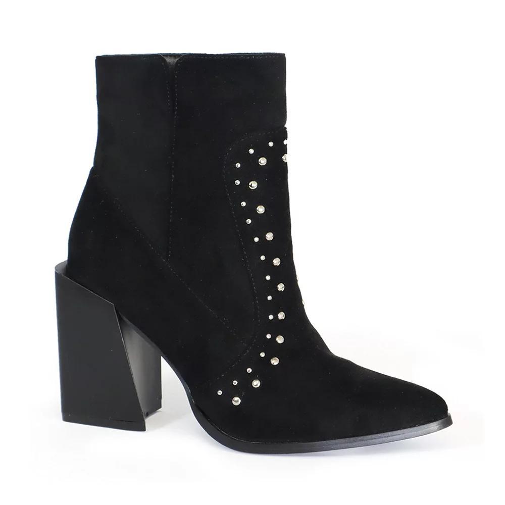 Yoki Blonde-11 Women's Heeled Ankle Boots, Size: 8.5, Black Product Image
