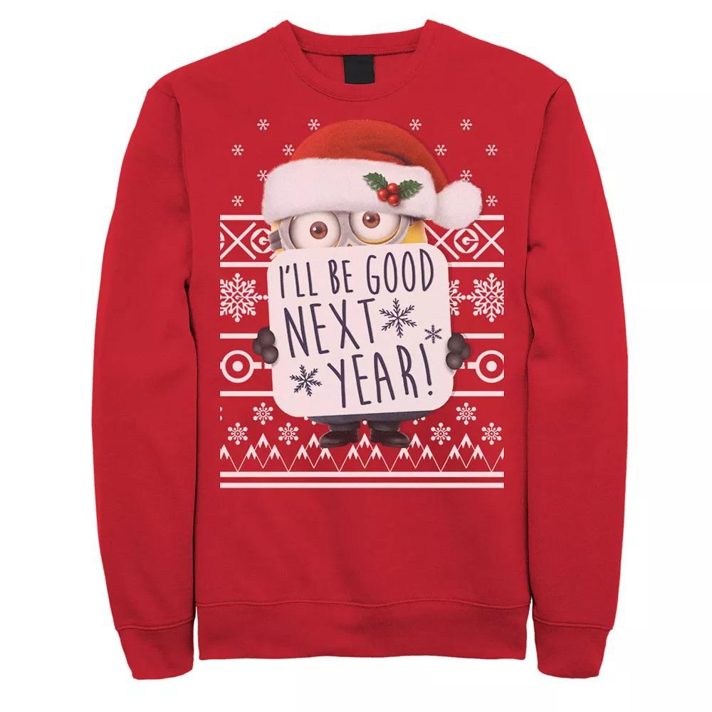 Men's Despicable Me Minions I'll Be Good Next Year Sweatshirt, Size: Small, Blue Product Image