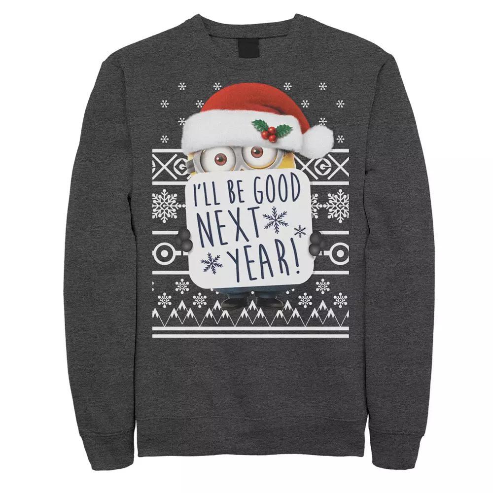 Men's Despicable Me Minions I'll Be Good Next Year Sweatshirt, Size: Small, Blue Product Image