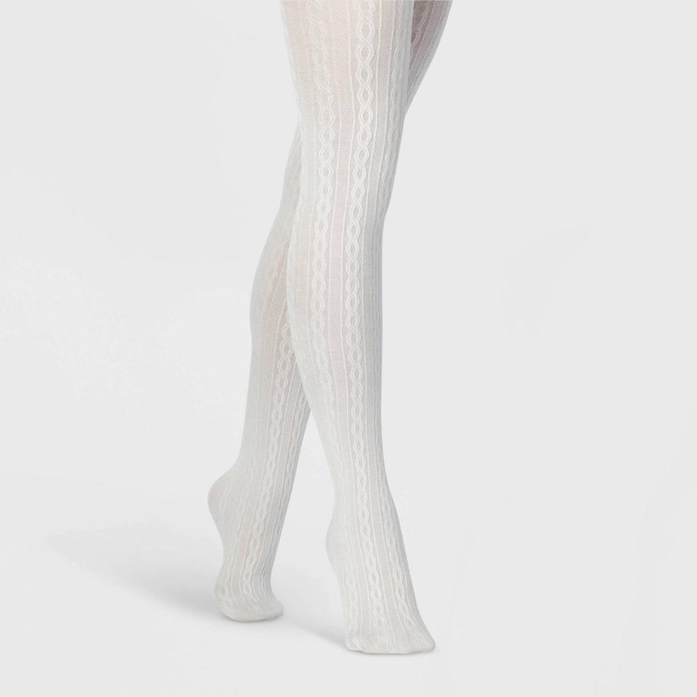 Womens Cable Sweater Tights - A New Day Brown M/L: High Waisted, Opaque, Tagless, Closed Toe Product Image